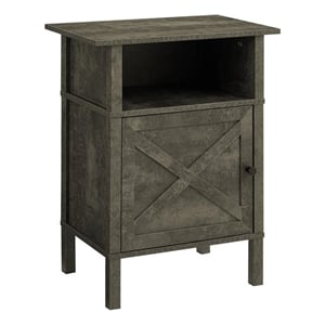 Pemberly Row 24&quot Dark Bronze Laminate Side Table with Cabinet and Open Shelf