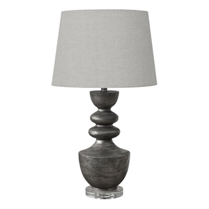 Pemberly Row 28&quot Gray Resin Table Lamp with Gray Fabric Shade on Acrylic Base