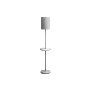 Pemberly Row 62&quot Gray Metal Floor Lamp with USB Port and White Marble Shelf