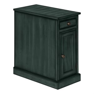 Pemberly Row 24&quot Antique Blue Veneer Side Table with Drawer and Cabinet Storage