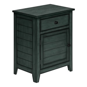 Pemberly Row 25&quot Antique Blue Veneer Coastal Accent Table with Drawer & Cabinet