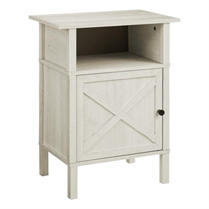 Pemberly Row 24&quot Washed Oak Laminate Side Table with Cabinet and Open Shelf