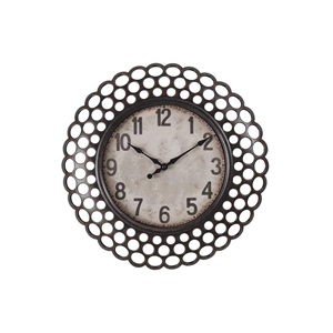Pemberly Row 16&quot Round Dark Brown Wall Clock with Circular Cut-Out Frame