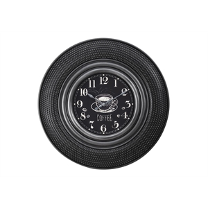 Pemberly Row 20&quot Round Charcoal Gray Wall Clock with Coffee Chalkboard Backdrop