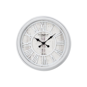 Pemberly Row 20&quot Round Light Gray Wall Clock with Rustic Print & Roman Numerals