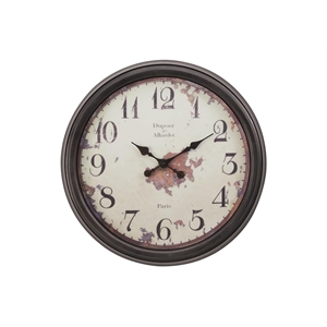 Pemberly Row 20&quot Round Dark Brown Vintage Wall Clock with Antique Metal Hands