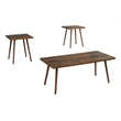 Pemberly Row 3-Piece Dark Walnut Laminate Coffee & End Table Set with Wood Legs