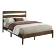 Pemberly Row Queen Platform Bed Frame with Walnut Wood Legs & Slatted Headboard