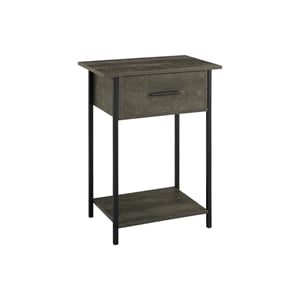 Pemberly Row 24&quot 2-Tier Accent Table with Drawer in Dark Bronze Laminate