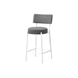 Pemberly Row Set of 2 Counter Height Barstools in Gray Fabric with White Legs