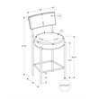 Pemberly Row Set of 2 Counter Height Barstools in Gray Fabric with White Legs