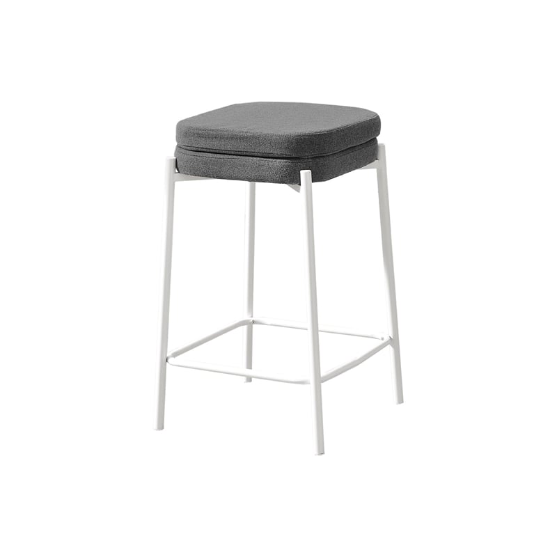 Pemberly Row Set of 2 Backless Counter Height Barstools in Gray Fabric