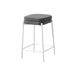 Pemberly Row Set of 2 Backless Counter Height Barstools in Gray Fabric