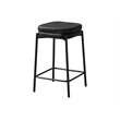 Pemberly Row Set of 2 Backless Counter Height Barstools in Black Leather Look