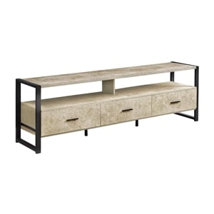 Pemberly Row 72&quot TV Stand with 3 Drawers and Shelves in Cream Stone Laminate