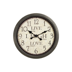 Pemberly Row 16&quot Round Wall Clock with Quartz Movement in Antique Brown