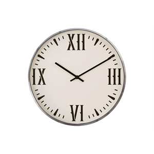 Pemberly Row 20&quot Round Wall Clock with Chrome Frame in Black and White