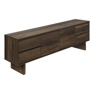 Pemberly Row 72&quot TV Stand with 4 Drawers and Cabinet in Dark Brown Laminate