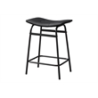 Pemberly Row Set of 2 Counter Height Barstools in Black Leather Look