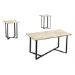 Pemberly Row 3-Piece Coffee and End Table Set in Cream Stone Laminate