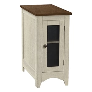 Pemberly Row 24&quot Accent Table with Cabinet in Antique White and Espresso Brown