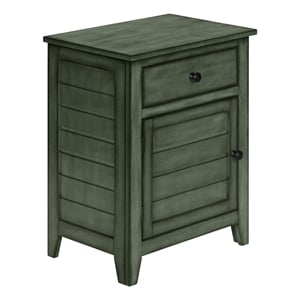 Pemberly Row 25&quot Accent Table with Drawer and Cabinet in Antique Green Veneer