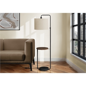 Pemberly Row 67&quot Adjustable Floor Lamp with USB Port and Shelf in Black Metal