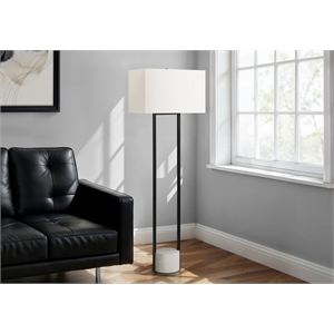 Pemberly Row 62&quot Floor Lamp with Cement Base in Black Metal and Ivory Shade