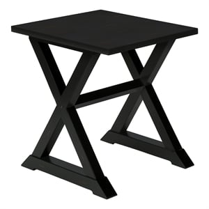 Pemberly Row 24&quot Square Accent Table with Trestle Base in Black Veneer