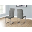 Pemberly Row Set of 2 Upholstered Dining Chairs in Grey Fabric with Chrome Legs