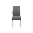 Pemberly Row Set of 2 Upholstered Dining Chairs in Grey Fabric with Chrome Legs