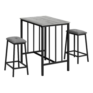 Pemberly Row 3-Piece Counter Height Dining Set with 36&quot Table in Gray