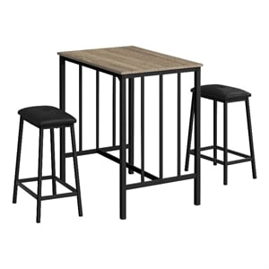 Pemberly Row 3-Piece Counter Height Dining Set with 36&quot Table in Taupe Brown