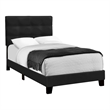 Pemberly Row Twin Size Upholstered Platform Bed Frame in Black Velvet