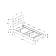 Pemberly Row Twin Size Upholstered Platform Bed Frame in Light Blue Velvet