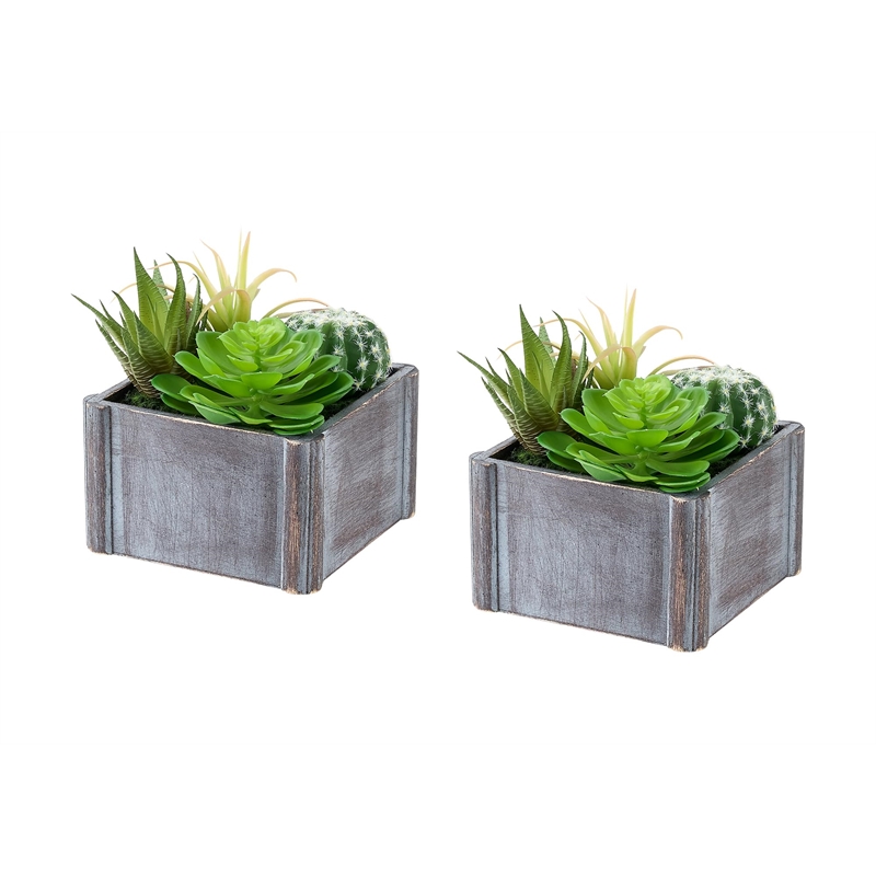 Pemberly Row Set of 2 Artificial Succulents 8