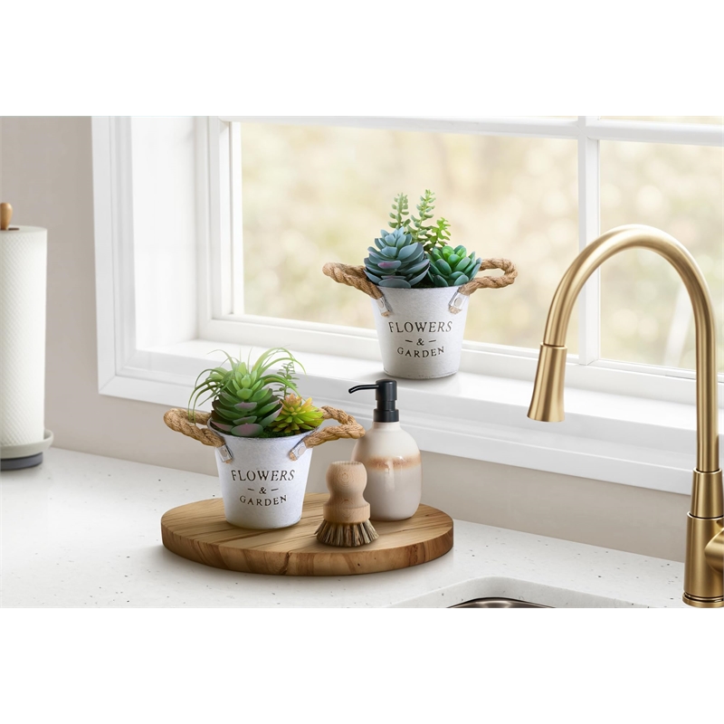 Pemberly Row Set of 2 Artificial Succulents 7