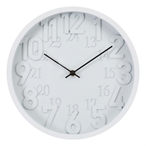 Pemberly Row 12&quot Round Wall Clock in White with Matching White Plastic Frame