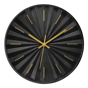 Pemberly Row 12&quot Round Modern Wall Clock in Black with Starburst Design