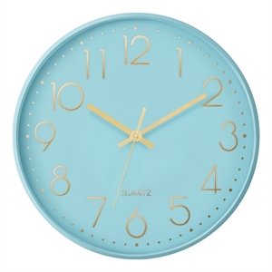 Pemberly Row 12&quot Round Contemporary Wall Clock in Blue with Matching Frame
