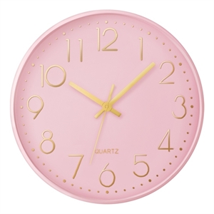 Pemberly Row 12&quot Round Contemporary Wall Clock in Pink with Matching Frame