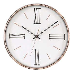 Pemberly Row 14&quot Round Transitional Wall Clock with Gold Plastic Frame
