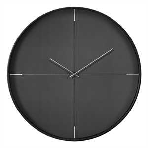 Pemberly Row 20&quot Round Modern Wall Clock with Minimalist Display in Black