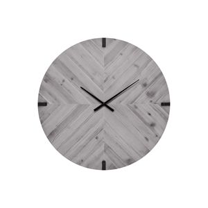 Pemberly Row 30&quot Oversized Wall Clock with LED Lights in Gray Wood-Look Finish