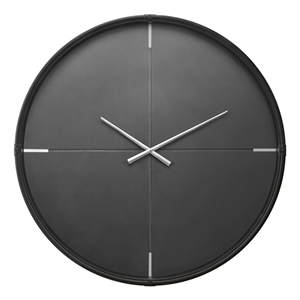 Pemberly Row 30&quot Oversized Contemporary Wall Clock in Black with Silver Accents