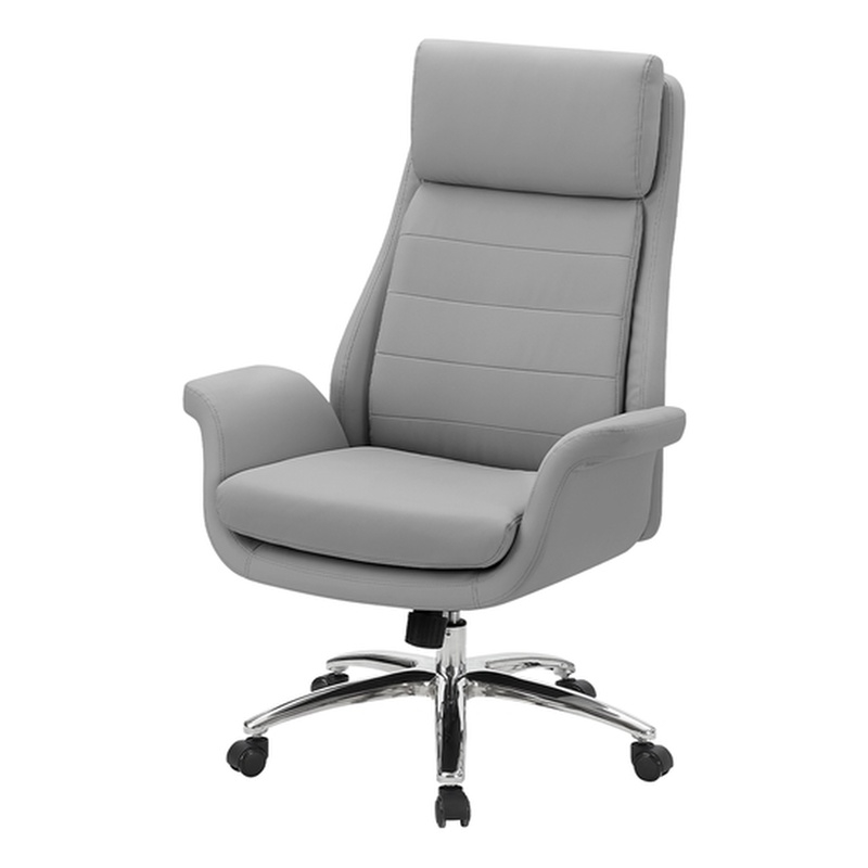 Pemberly Row Ergonomic High-Back Office Chair in Light Gray Faux Leather