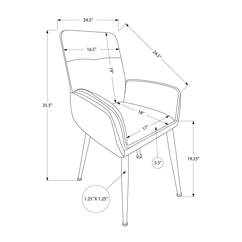 Pemberly Row Set of 2 Upholstered Dining Chairs in Taupe Faux Leather