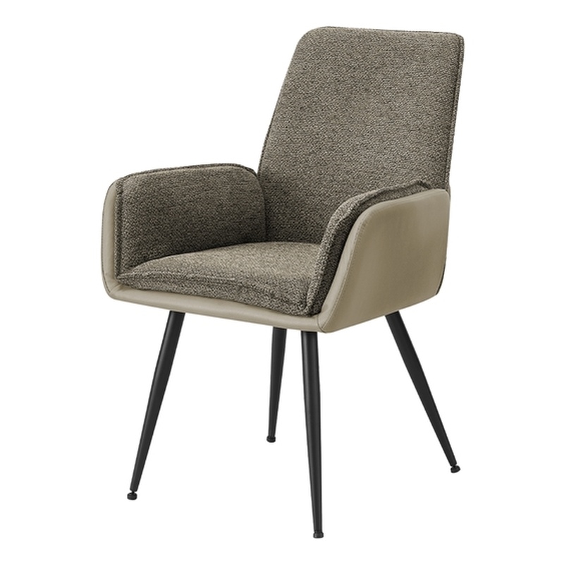 Pemberly Row Set of 2 Upholstered Dining Chairs in Taupe Faux Leather