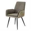 Pemberly Row Set of 2 Upholstered Dining Chairs in Taupe Faux Leather