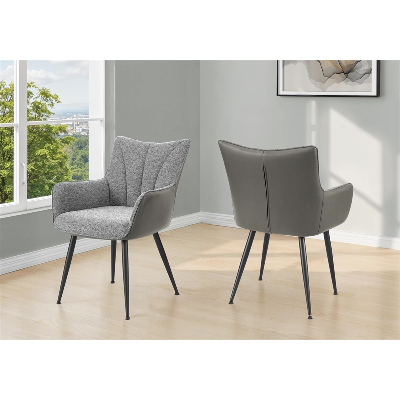 Pemberly Row Set of 2 Upholstered Dining Chairs in Light Gray Fabric
